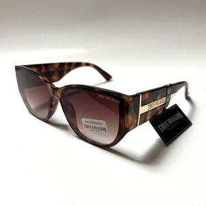 New Original TRUE RELIGION Cat Eye Sunglasses Acetate Tortoise Shell Embossed